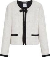 ST. JOHN Cannes Stud Trim Tweed Crop Jacket