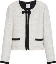 ST. JOHN Cannes Stud Trim Tweed Crop Jacket