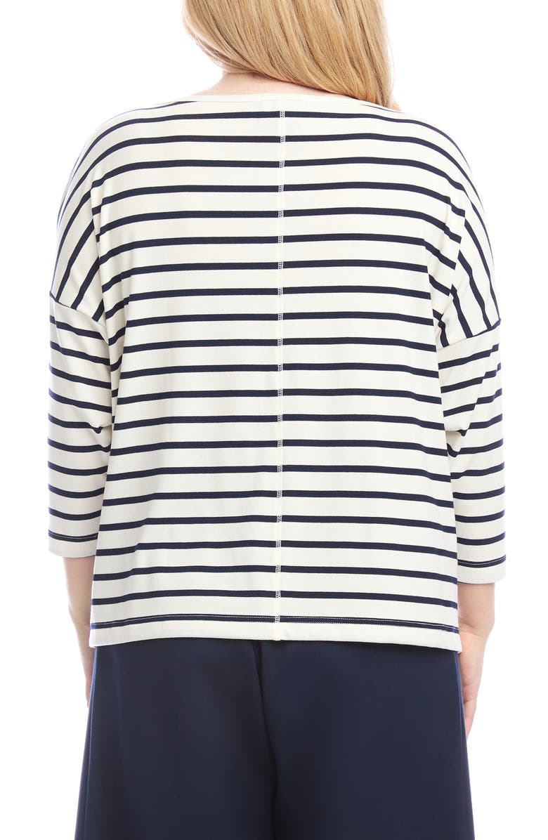 Karen Kane Stripe Boat Neck Top, Alternate, color, Cream W/ Navy