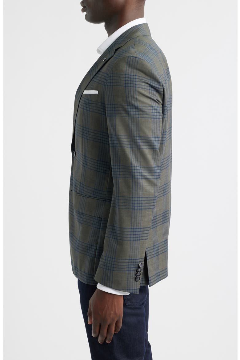 Hutson Slim Fit Grey Plaid Wool Sport Coat, Alternate, color, OPEN GREEN