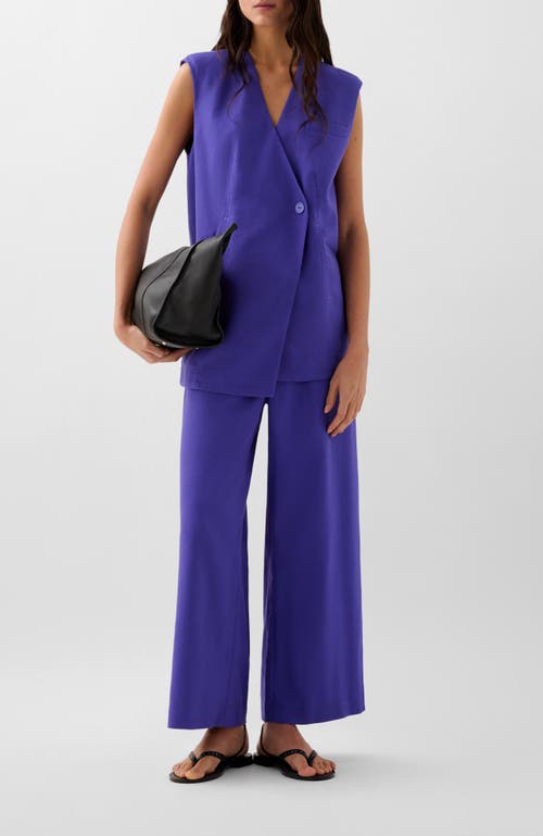 Scalpers Linen Plain Pant In Blue