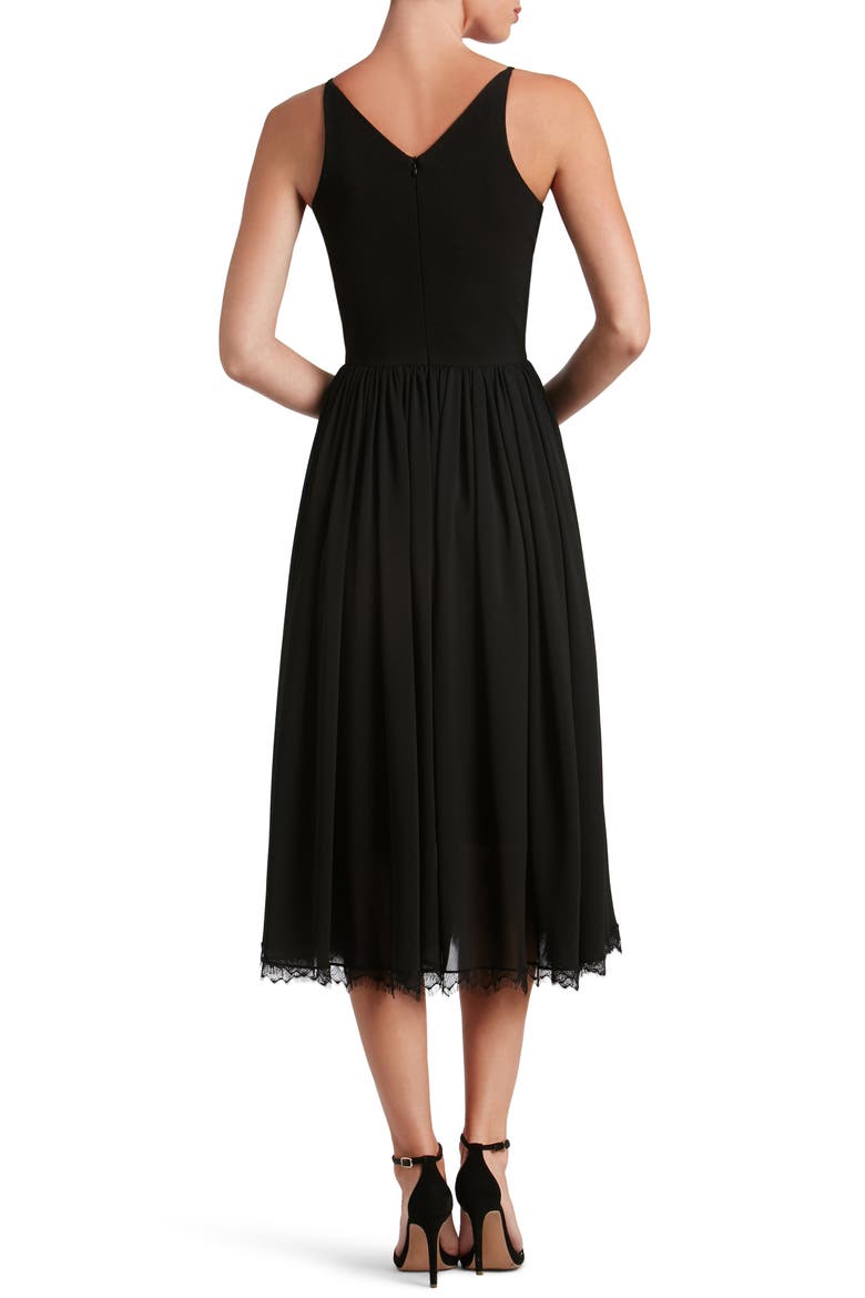 Alicia Mixed Media Midi Dress, Alternate, color, BLACK