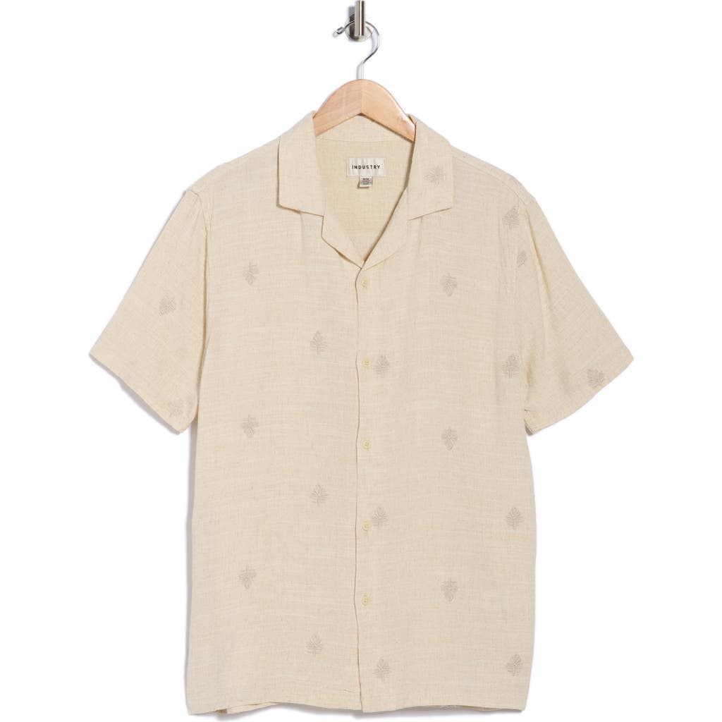 Industry Republic Clothing Embroidered Camp Shirt In Neutral