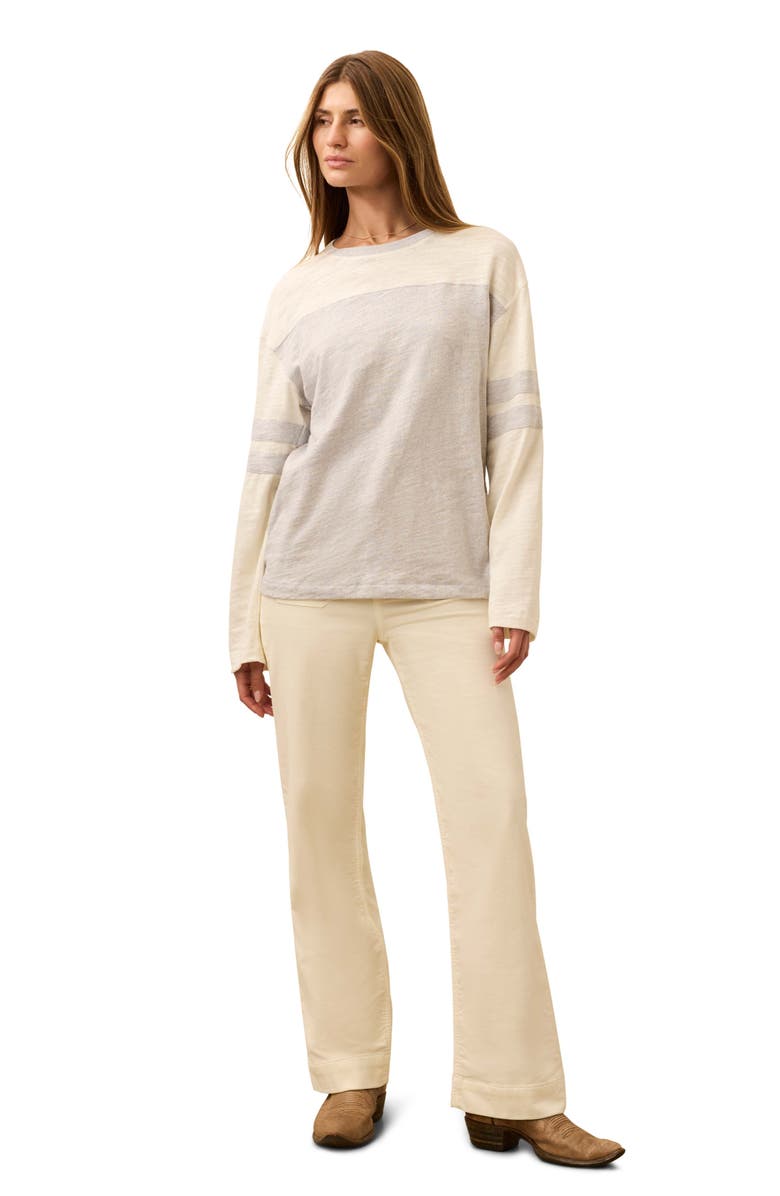 Faherty Sunwashed Varsity Long Sleeve Organic Cotton Slub T-Shirt, Alternate, color, Light Grey Heather Varsity