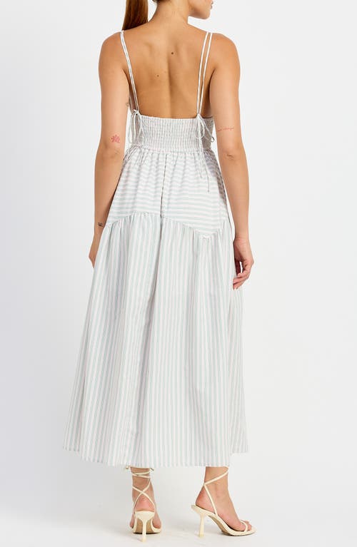 En Saison Haisley Stripe Cotton Blend Dress In Pink Green