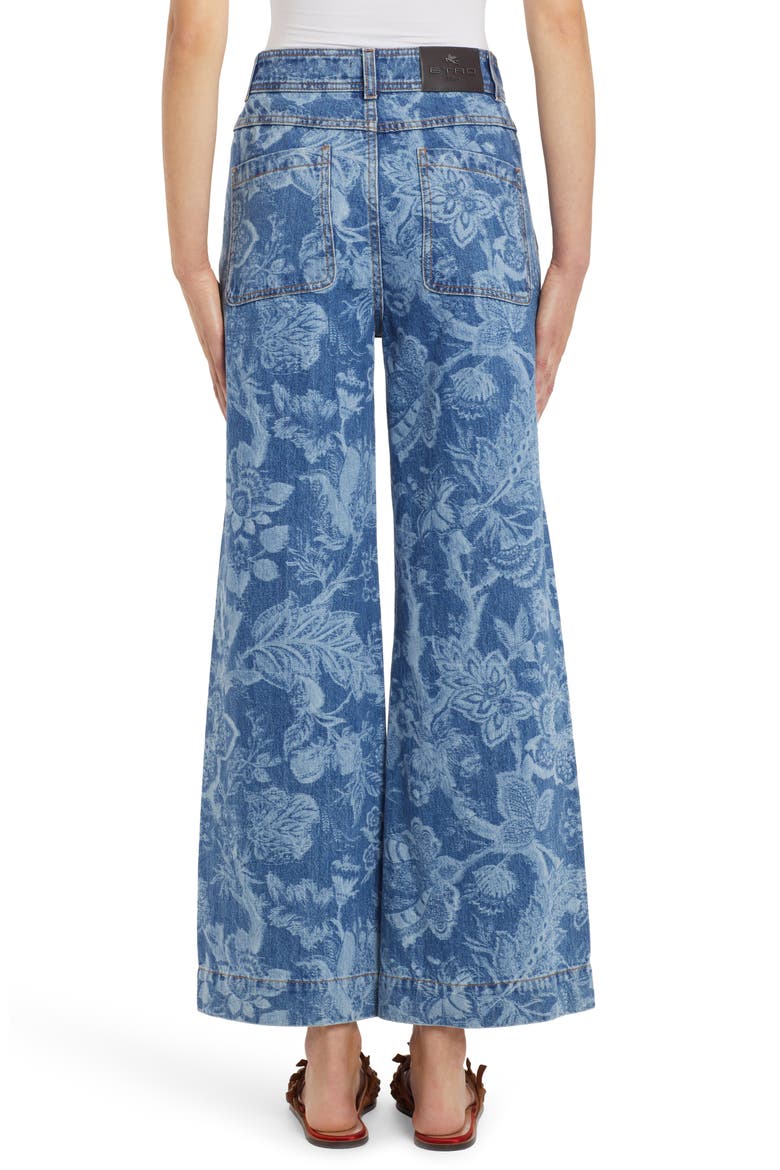 Dancer Floral Print Wide Leg Jeans, Alternate, color, BLUE