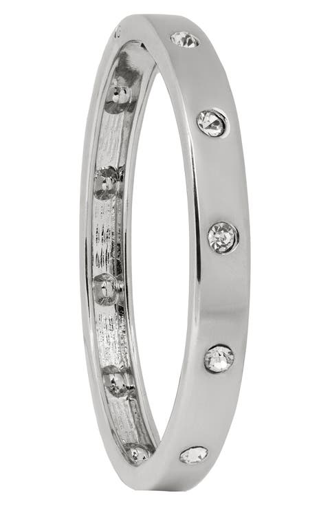 Crystal Studded Hinged Bangle Bracelet