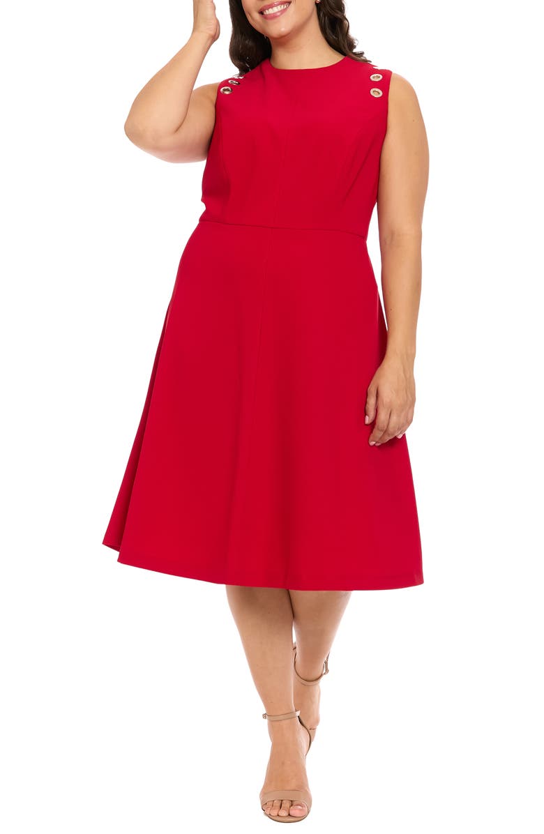 London Times Grommet Sleeveless Midi Dress, Main, color, Baroq Ruby