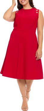 London Times Grommet Sleeveless Midi Dress