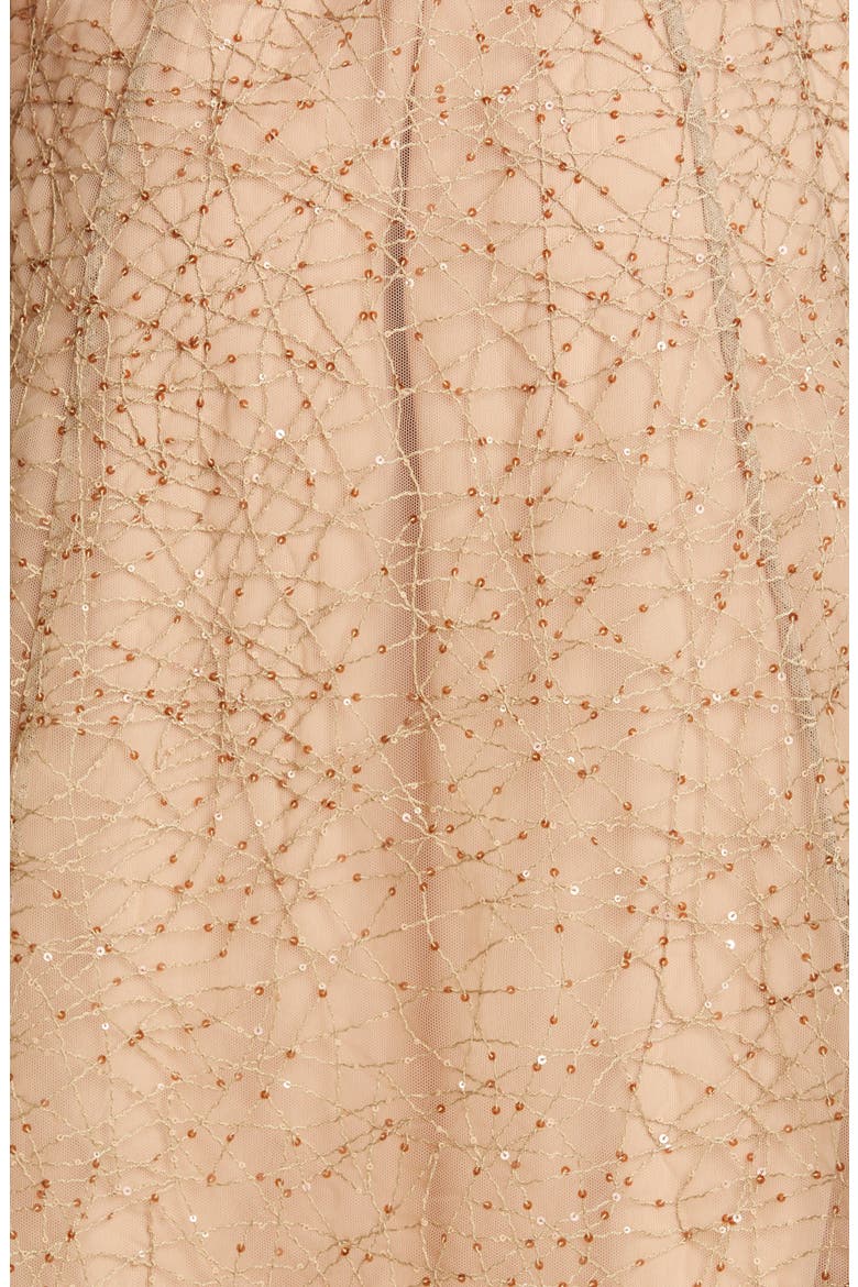 Sequin Tulle Midi Dress, Alternate, color, NUDE