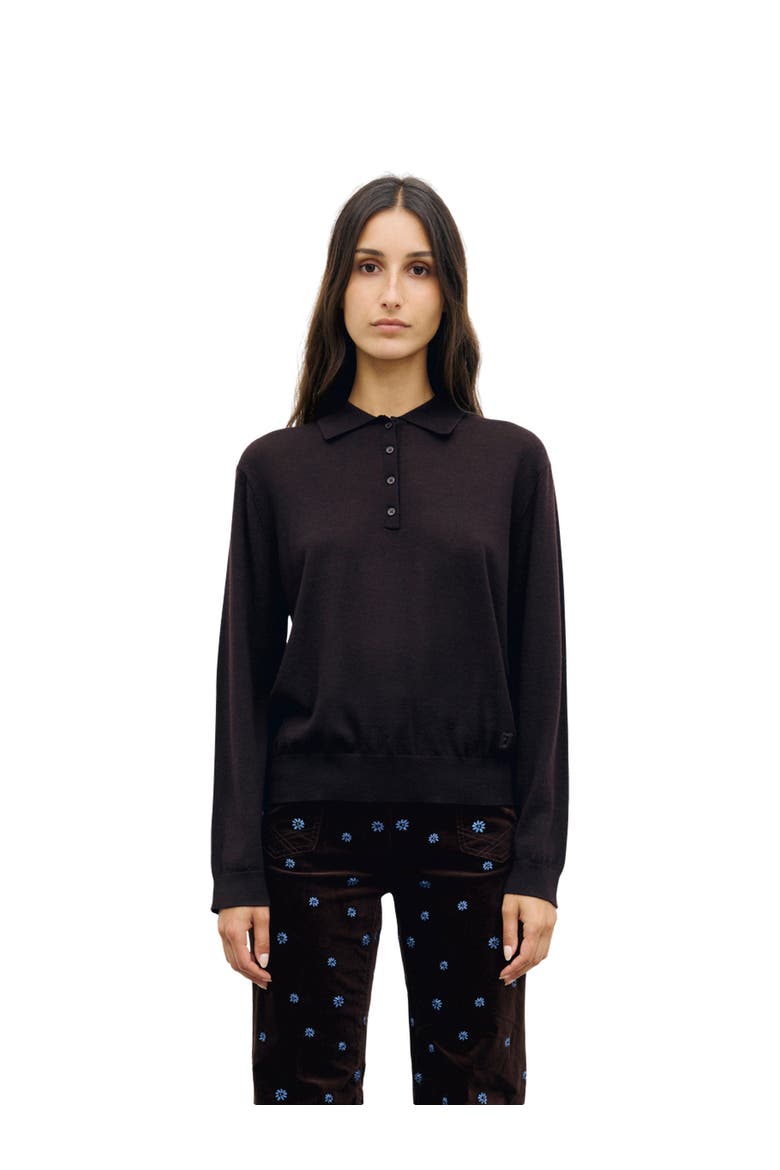 Rebeca Merino Polo Collar Jumper, Main, color, Brown