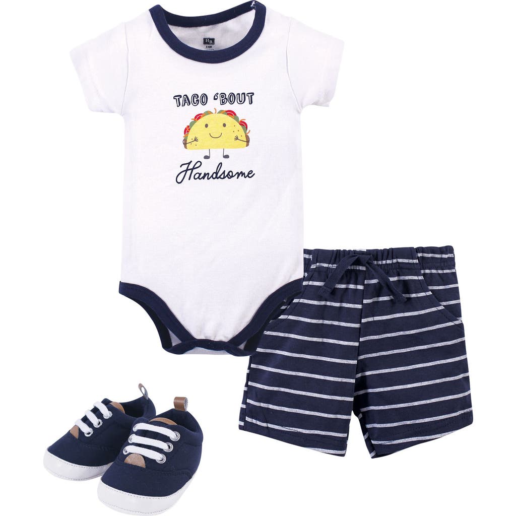 Hudson Baby Cotton Bodysuit, Shorts And Shoe Set In Multi