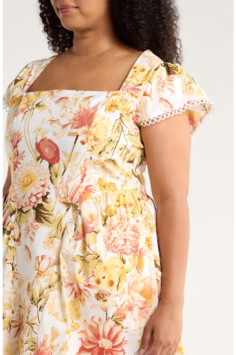 Zury Floral Stretch Cotton Sundress, Alternate, color, CORAL-MULT