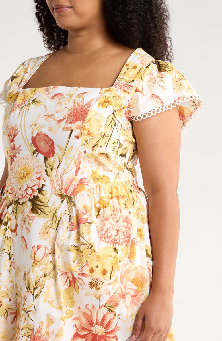 SUGARLIPS Zury Floral Stretch Cotton Sundress, Alternate, color, Coral-Mult