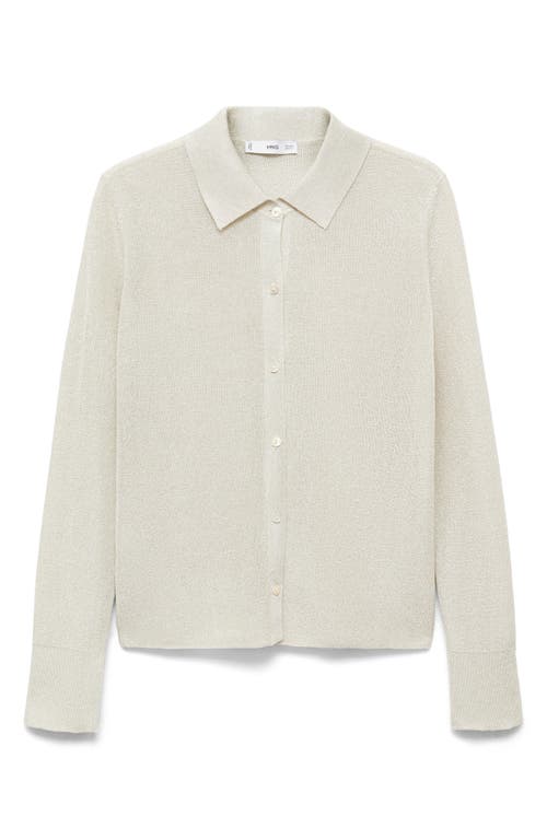 Mango Metallic Button-up Shirt In Silver