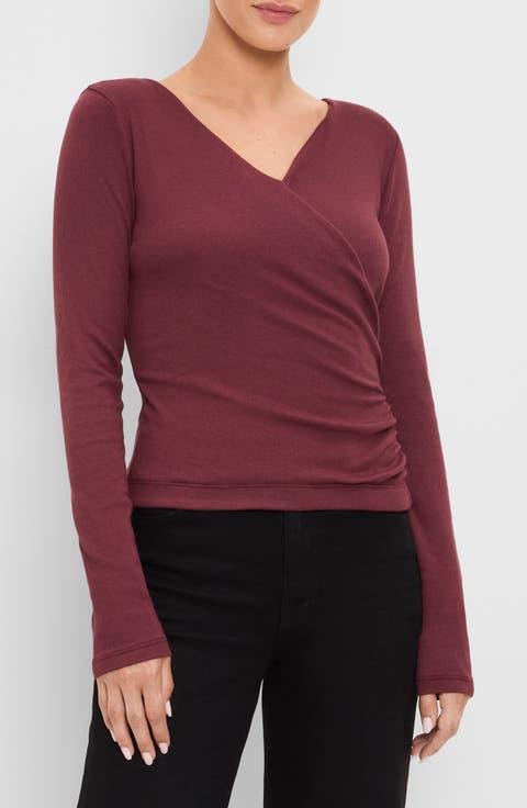 Stacie Shirred Surplice Top