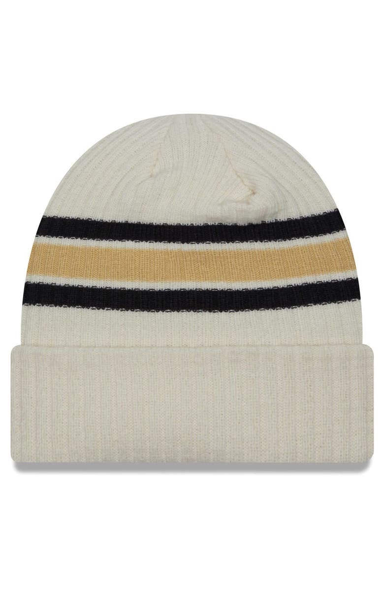 New Era Men's New Era Cream Georgia Tech Yellow Jackets Vintage Cuffed Knit Hat, Alternate, color, 