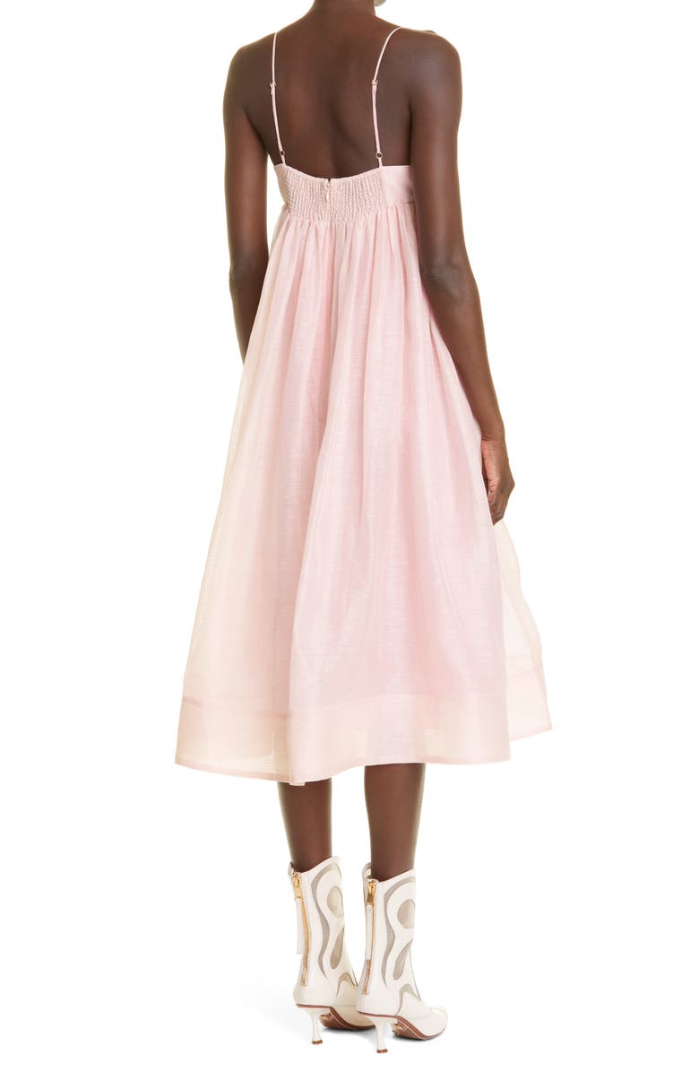 Zimmermann Dancer Empire Waist Linen & Silk Dress | Nordstrom