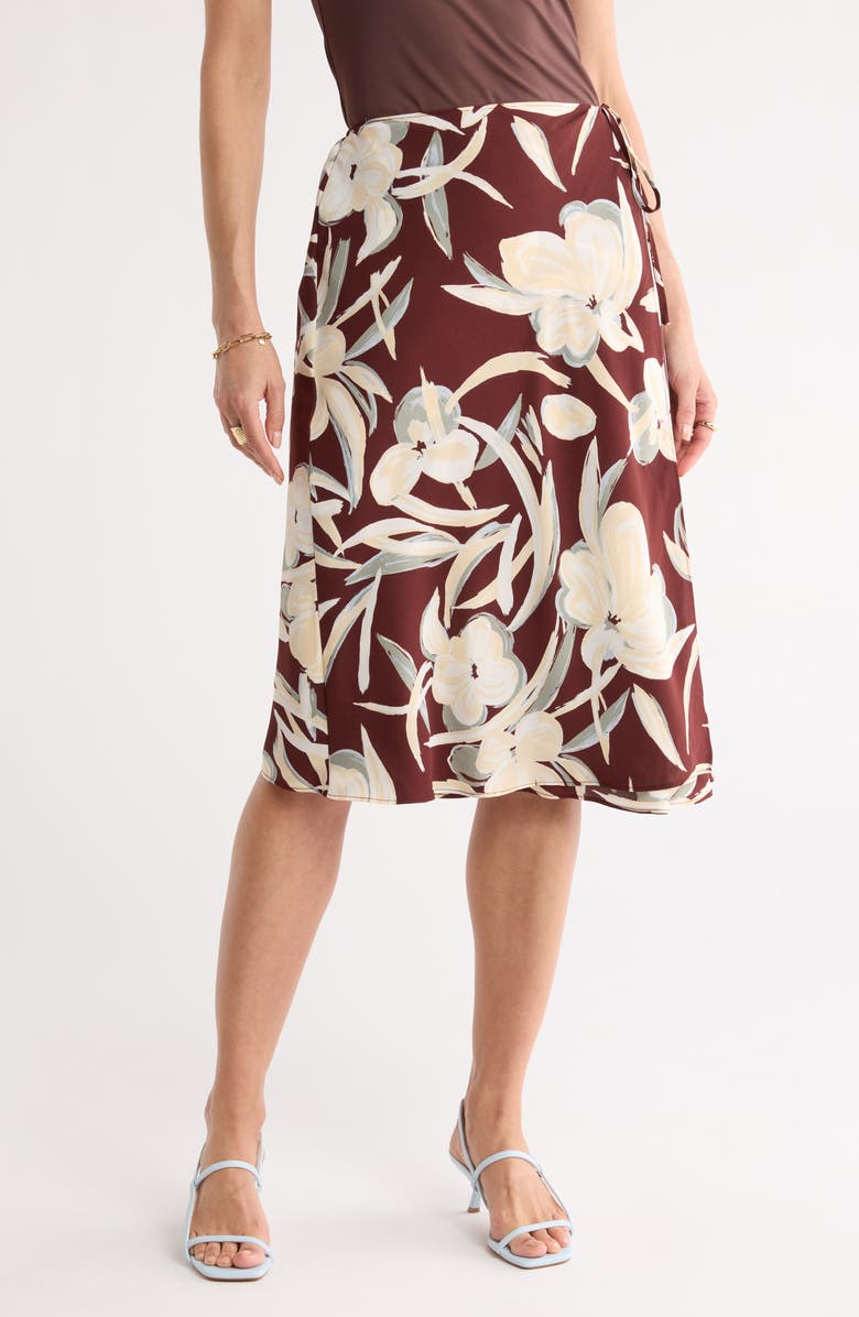 NORDSTROM RACK Faux Wrap Bias Skirt, Main, color, Brown- Neutral Tropez Abstract