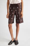 Thom Browne Geese Embroidered Twill Wide Leg Shorts