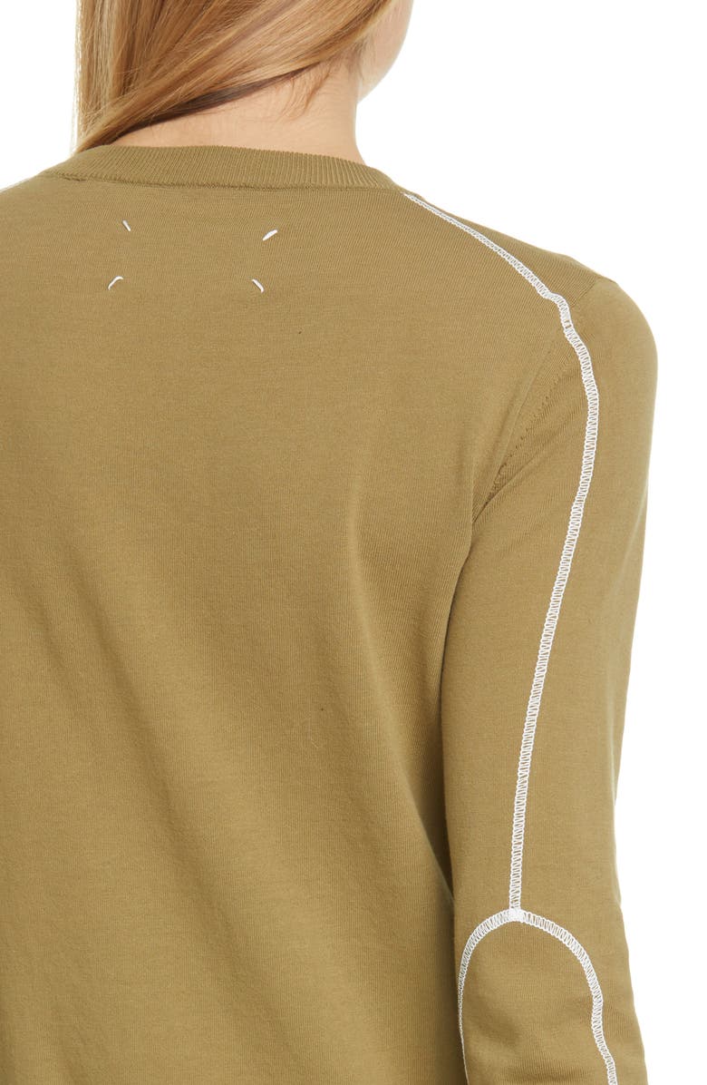 Maison Margiela Stitch Elbow Patch Cotton Sweater, Alternate, color,