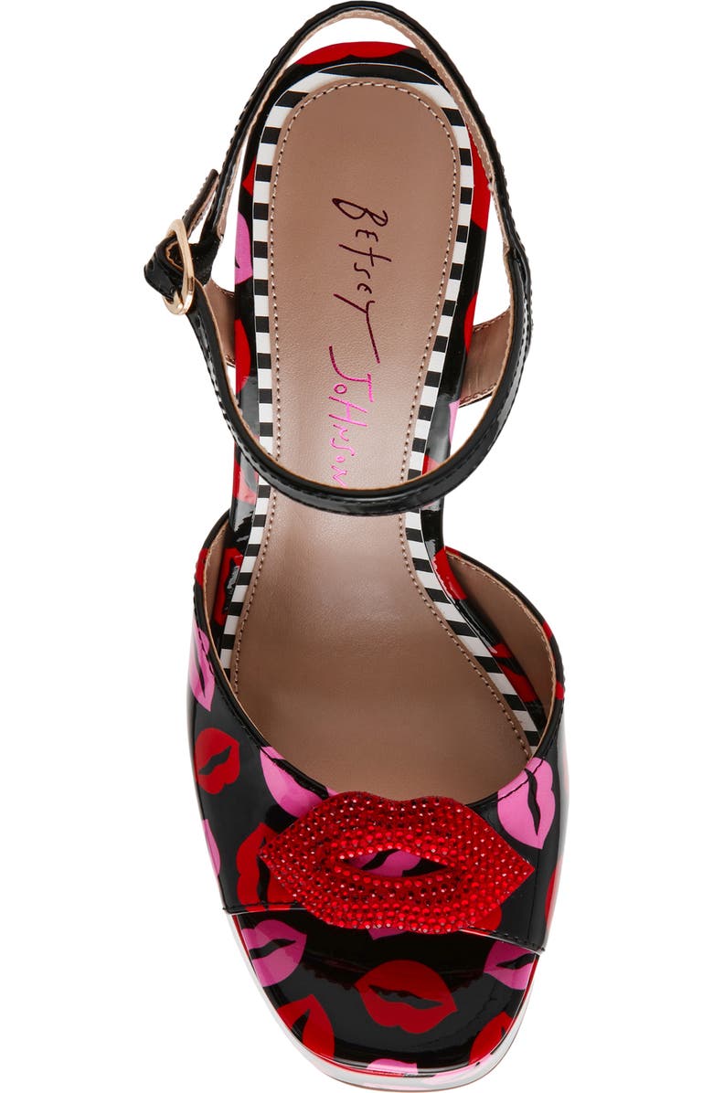 Betsey Johnson Allyson Ankle Strap Platform Sandal, Alternate, color, Multi Lips