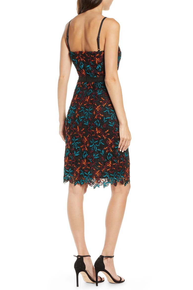 Payge Halter Neck Lace Cocktail Dress, Alternate, color, BLACK