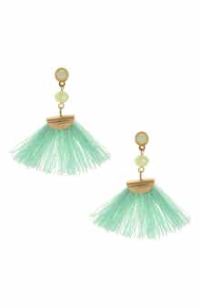 Beach Fan Crystal Drop Earrings