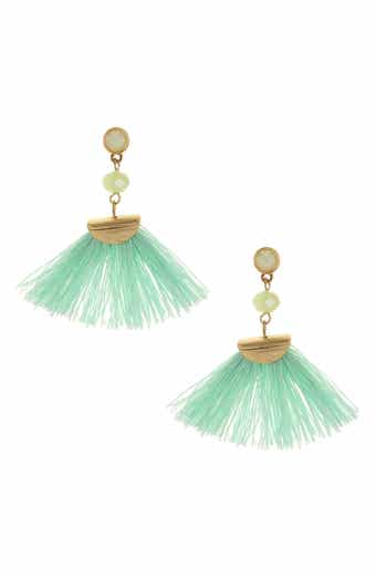 Beach Fan Crystal Drop Earrings