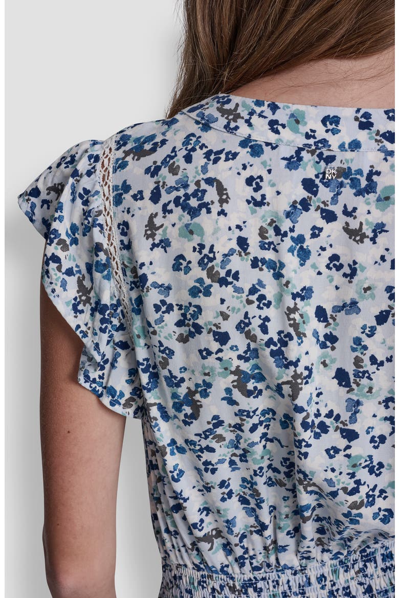 Floral Smocked Waist Minidress, Alternate, color, BLUE