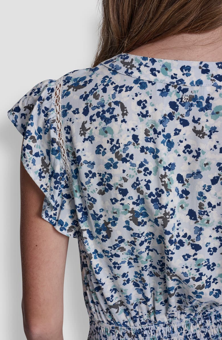 DKNY Jeans Floral Smocked Waist Minidress, Alternate, color, Blue