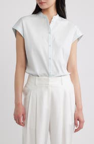 Theory Good Sleeveless Button-Up Shirt