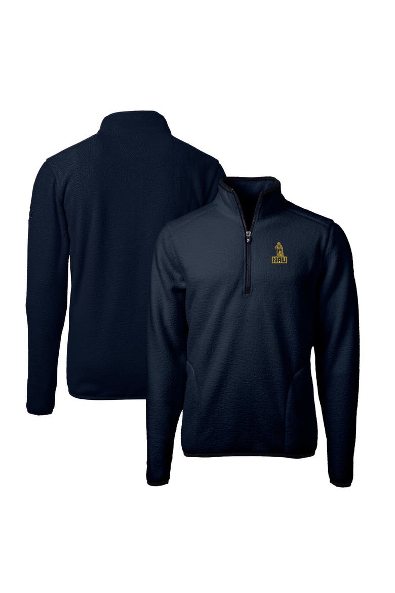 Men's Cutter & Buck Navy Northern Arizona Lumberjacks Vault Cascade Eco Sherpa Fleece Big & Tall Quarter-Zip Top, Alternate, color, Navy