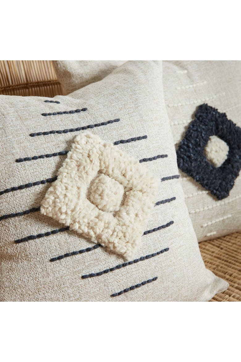 Khanya Throw Pillow in Grey and White - with Insert, Alternate, color, Natural White