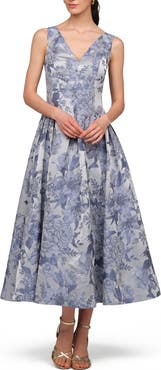 Kay Unger Lysandra Floral Jacquard Party Dress