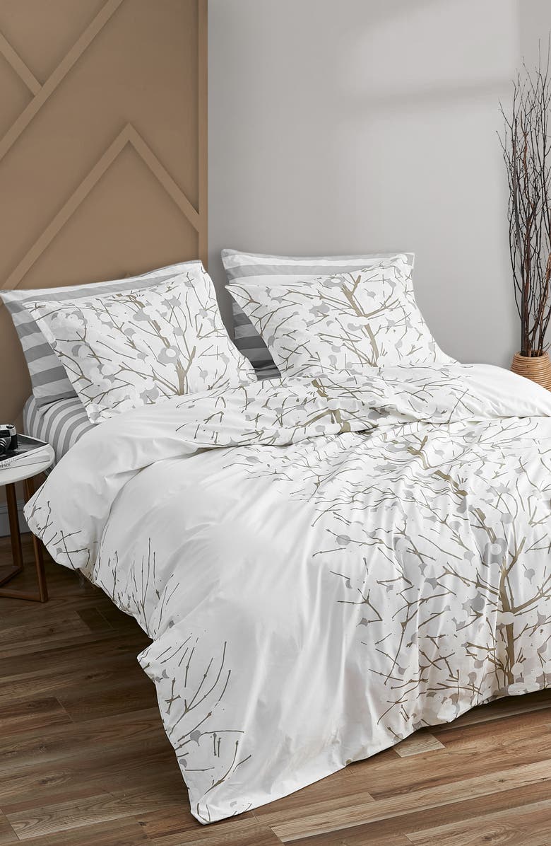 Marimekko Lumimarja Silver Duvet Cover & Sham Set, Alternate, color, 