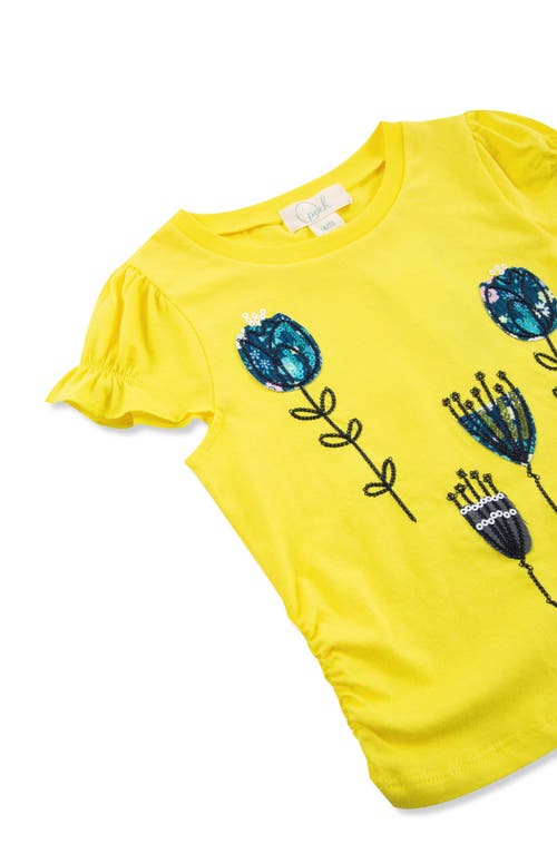 Peek Aren't You Curious Kids' Tulip Embroidered Graphic T-shirt & Denim Shorts Set In Multi