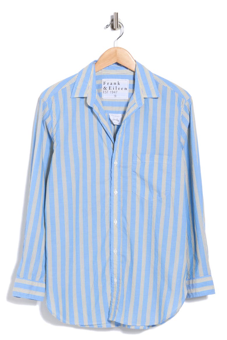 Joedy Striped Cotton Boyfriend Shirt, Main, color, BLUE YELLOW MULTI STRIPE