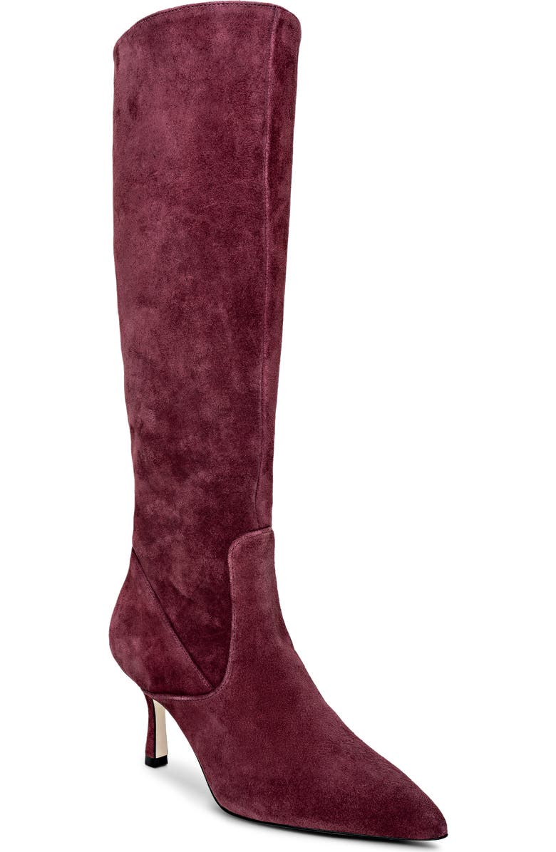 L'AGENCE Marya Knee High Boot, Main, color, Burgundy Suede