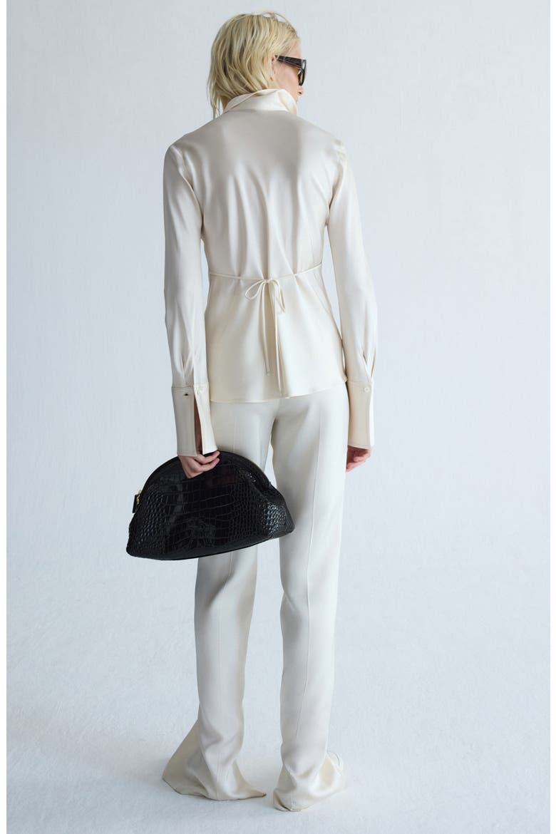 Side Slit Satin Straight Leg Pants, Alternate, color, ECRU