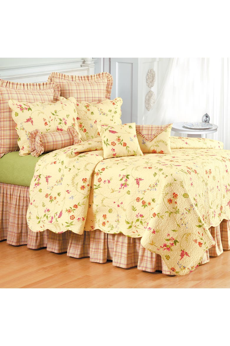 Priscilla Plaid Bed Skirt, Main, color, Pink