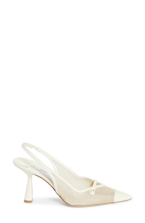 Jimmy Choo Amita Pointed Cap Toe Slingback Pump In White