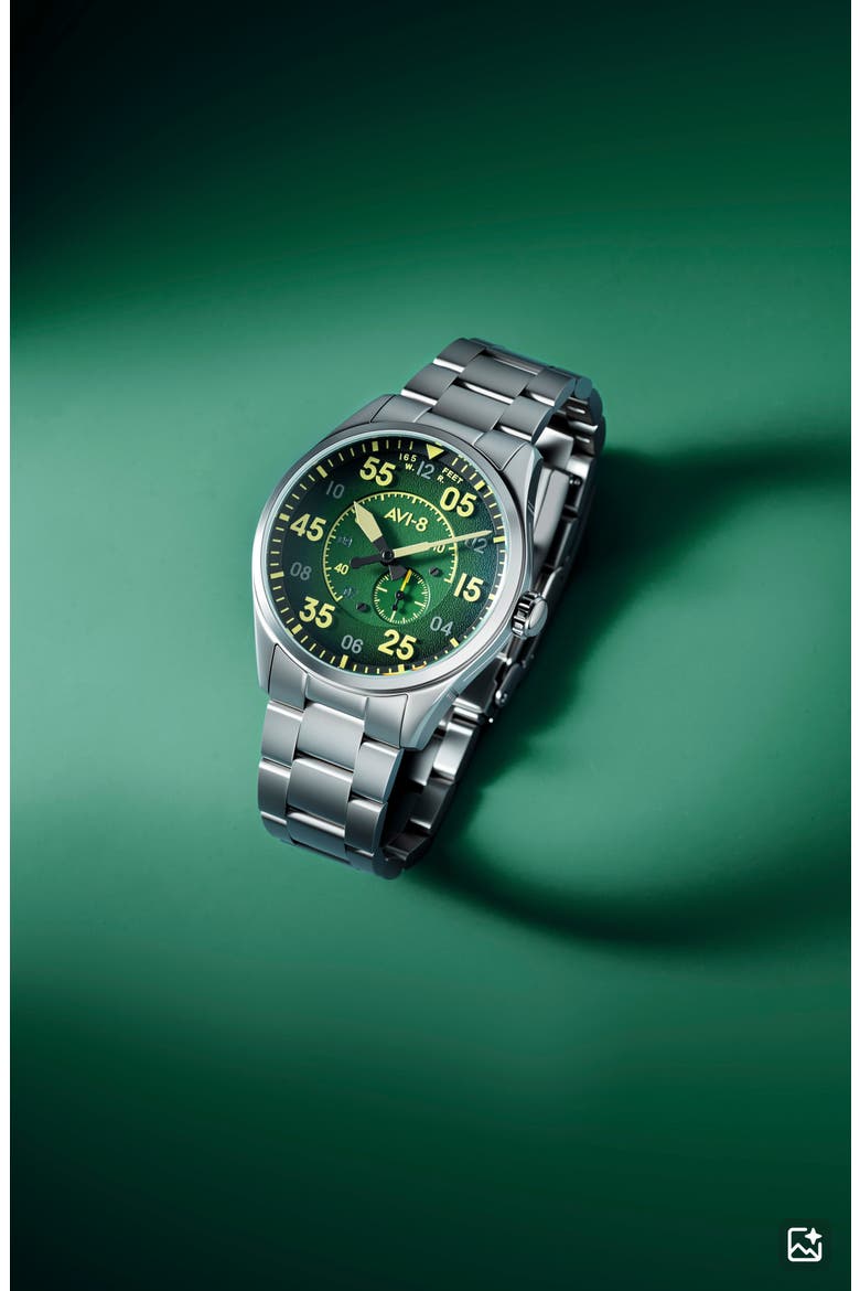 Spitfire Type 300 Automatic Bracelet Watch, 42mm, Alternate, color, GREEN
