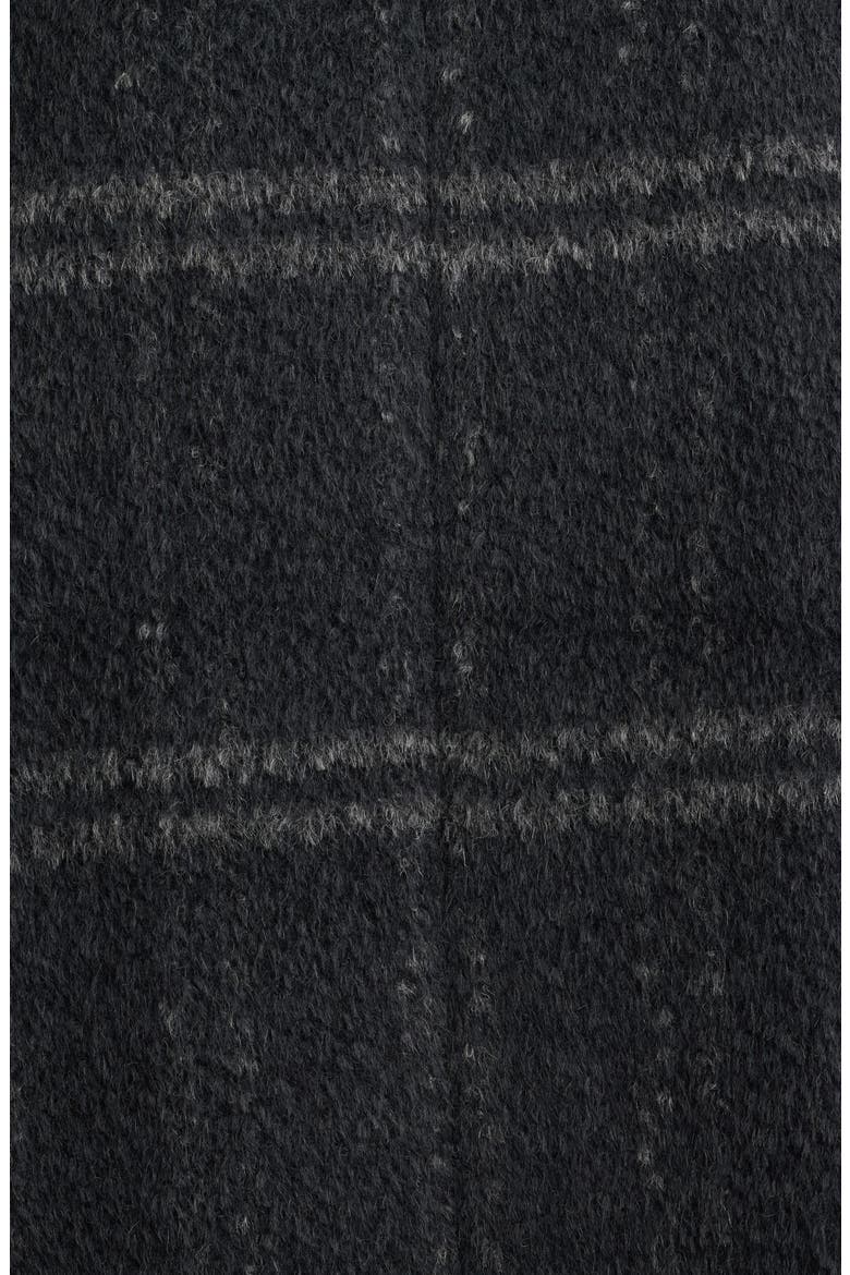 Plaid Stand Collar Alpaca & Wool Blend Coat, Alternate, color, CHARCOAL