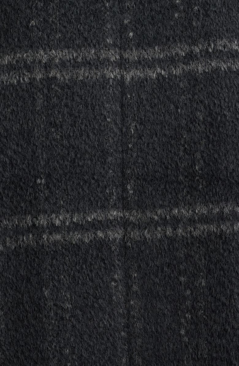 Eileen Fisher Plaid Stand Collar Alpaca & Wool Blend Coat, Alternate, color, Charcoal
