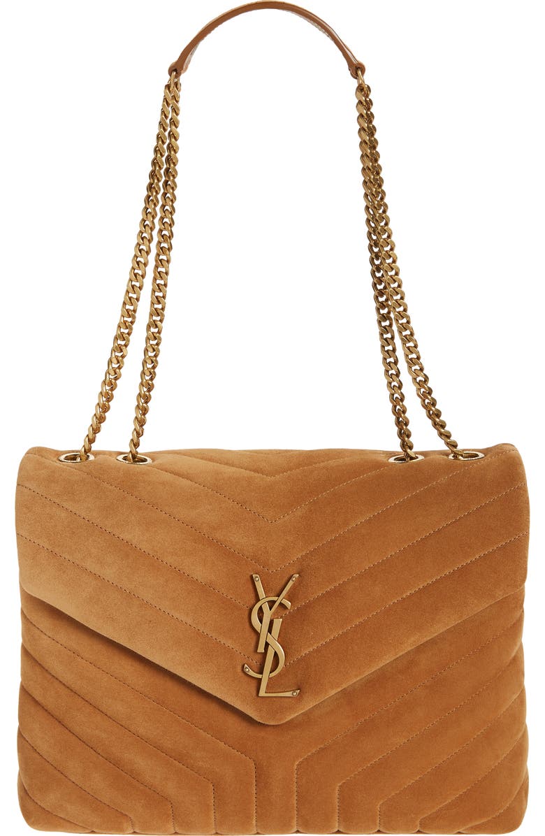 Saint Laurent Medium LouLou Quilted Suede Shoulder Bag, Main, color,