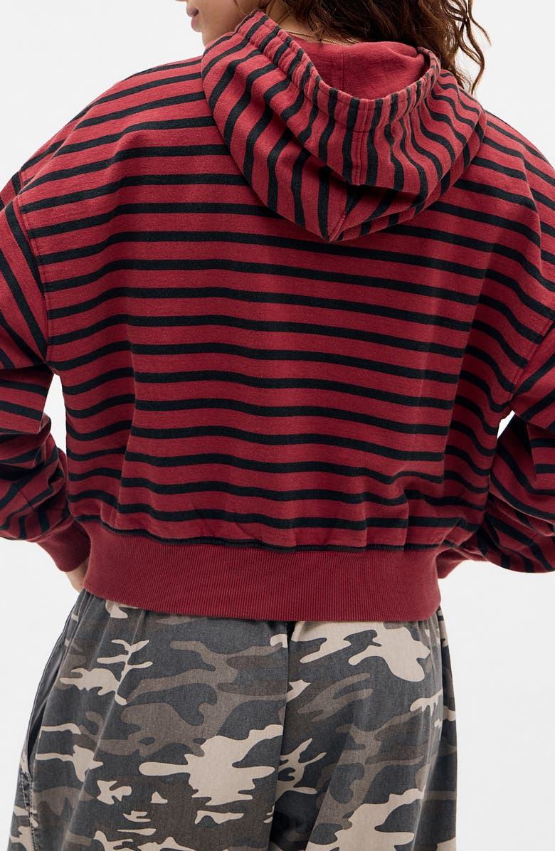 BDG Urban Outfitters Easy Stripe Crop Zip Hoodie, Alternate, color, Red