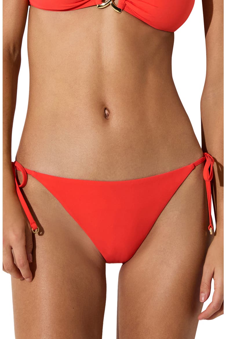 Riah Side Tie Bikini Bottoms, Main, color, CORAL ORANGE