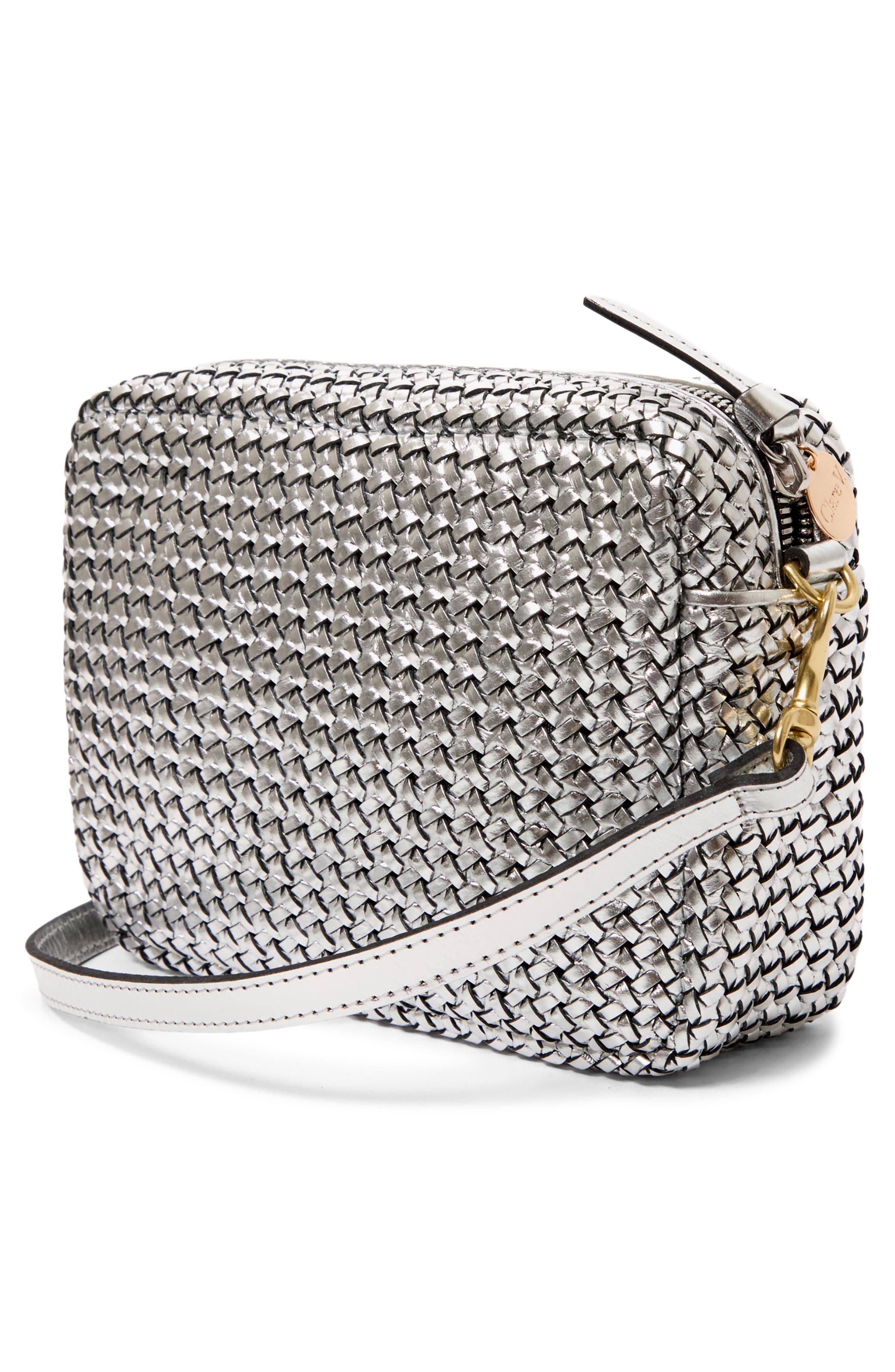Clare V. Midi Sac Woven Crossbody Bag, Alternate, color, Silver