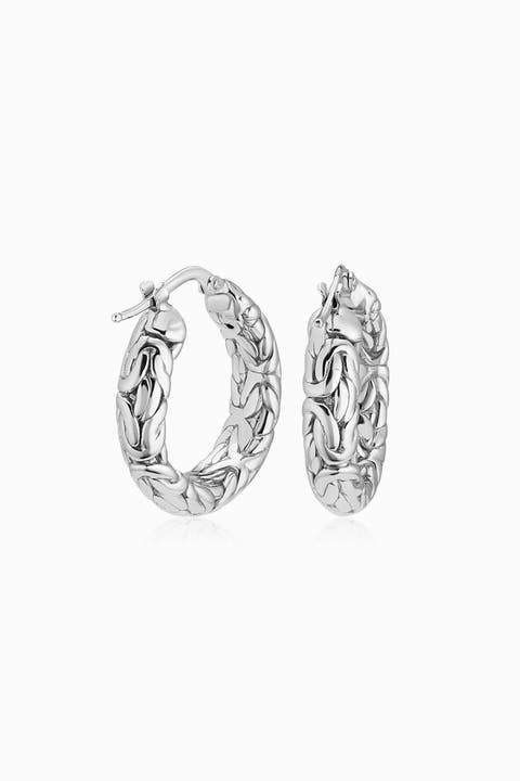 Byzantine Artisan Hoops in Sterling Silver